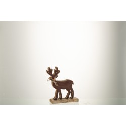 Renne sur socle en bois marron 22x17x5 cm