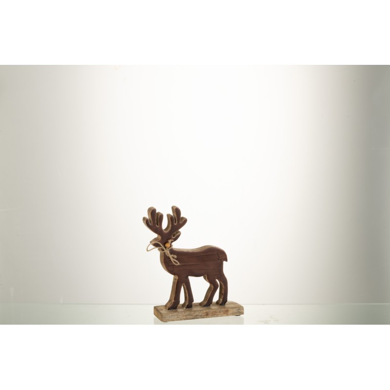 Renne sur socle en bois marron 22x17x5 cm Renne sur socle en bois marron 22x17x5 cm