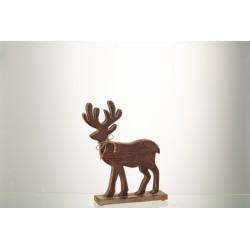 Renne sur socle en bois marron 30x25x5 cm