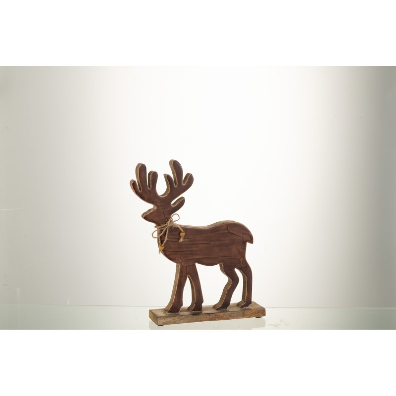 Renne sur socle en bois marron 30x25x5 cm Renne sur socle en bois marron 30x25x5 cm