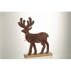 Renne sur socle en bois marron 41x34x6 cm