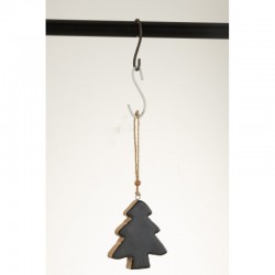 Árbol de Navidad colgante de madera negra 10,5x9x1,5cm