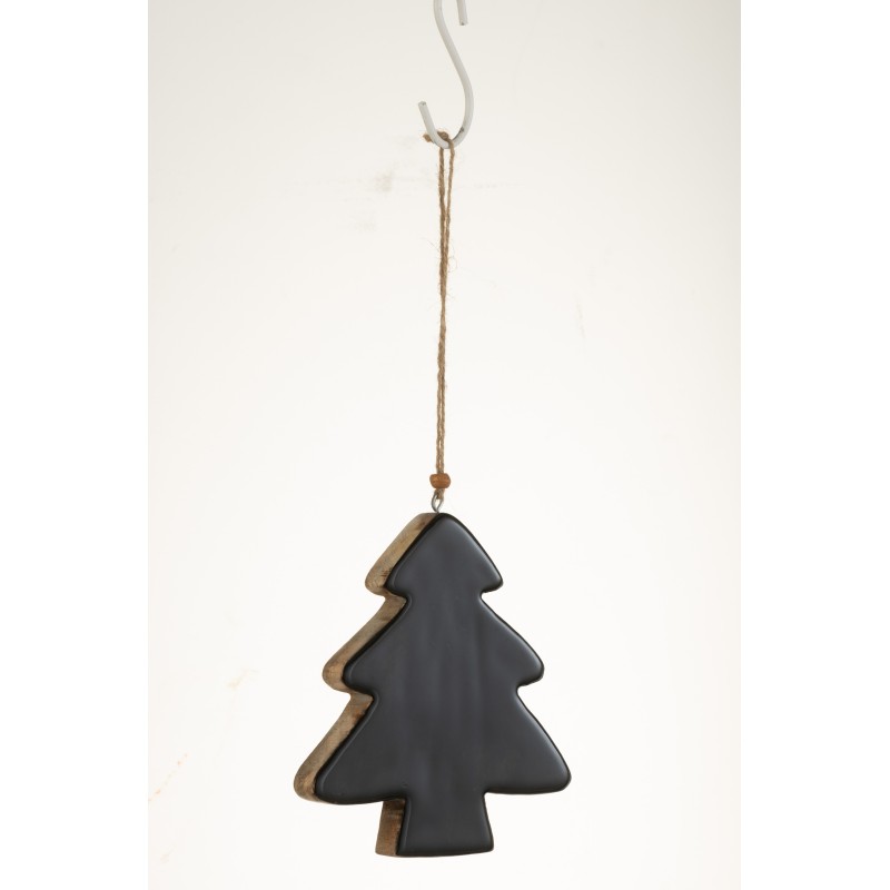 Sapin à suspendre en Bois Noir 16x15x1,5cm