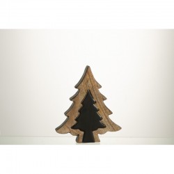 Puzzle de árbol de Navidad de madera negro/natural de tamaño mediano