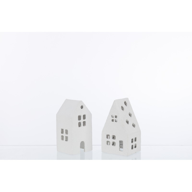 Conjunto de 2 casinhas em tecido branco 11x11x20 cm Conjunto de 2 casinhas em tecido branco 11x11x20 cm