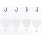 Set de 4 Suspensions coeur en textile blanc 13x1x13 cm