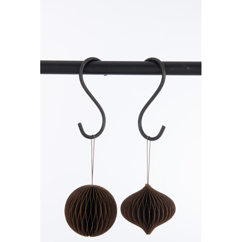 Set de 2 Boules de Noël en Papier marron 5x5x9 cm
