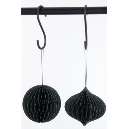 Set de 2 boules de Noël à suspendre en Papier vert 10x10x13 cm