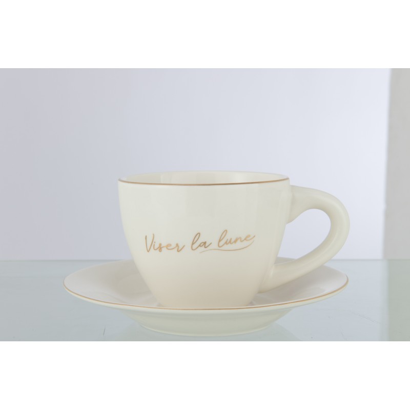 Lot de 3 tasses avec sous-tasses en porcelaine blanc 15x15x7 cm