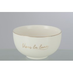 Conjunto de 2 tazones que muestran la luna en porcelana blanca de 14x14x8 cm