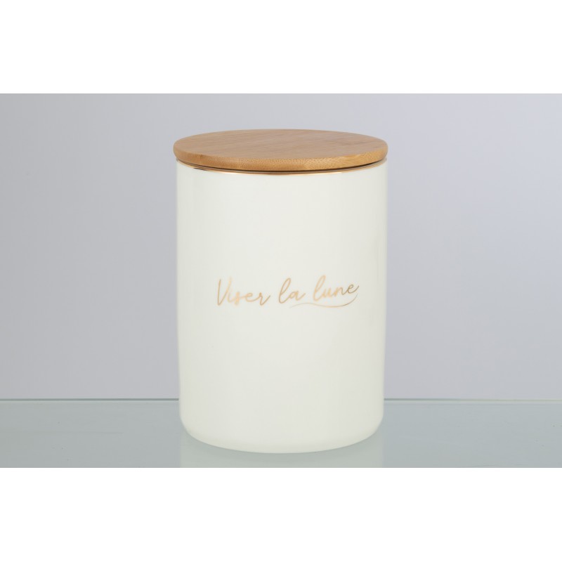 Pot à provisions en porcelaine blanc 11x11x15 cm