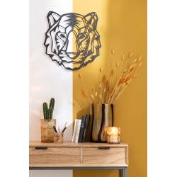 Decoración mural de cabeza de tigre en metal negro de 48x46cm