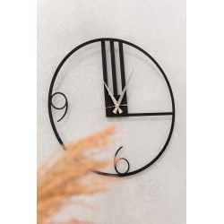 Horloge ronde à lignes en métal noir 69x69cm