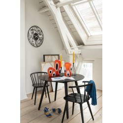 Horloge ronde avec visages en métal noir 69x69cm