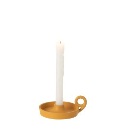 Bougeoir rond plat en aluminium ocre 15x12x5cm