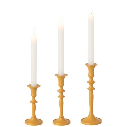 Lot de 3 bougeoirs haut en métal ocre de 15 à 23cm