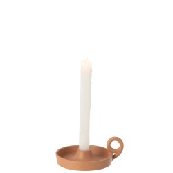 Bougeoir rond plat en aluminium pêche 15x12x5cm