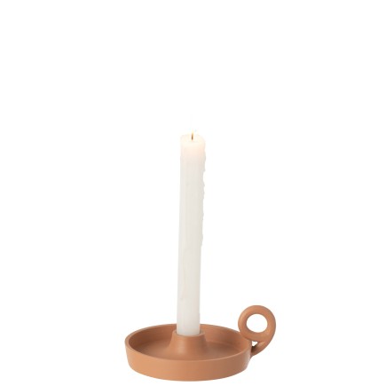 Bougeoir rond plat en aluminium pêche 15x12x5cm
