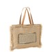 Sac de plage avec bord en coton beige et blanc
