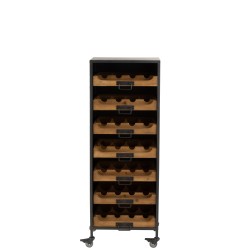 Armoire à bouteilles en Bois et métal Noir et Naturel 43,5x35x120cm