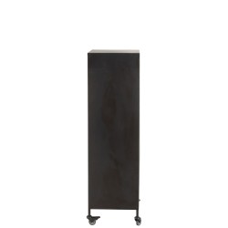 Armoire à bouteilles en Bois et métal Noir et Naturel 43,5x35x120cm