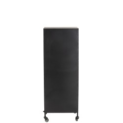 Armoire à bouteilles en Bois et métal Noir et Naturel 43,5x35x120cm