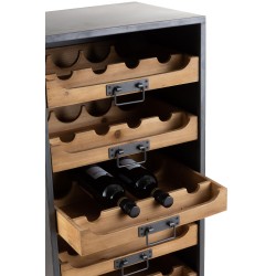 Armoire à bouteilles en Bois et métal Noir et Naturel 43,5x35x120cm