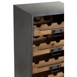 Armoire à bouteilles en Bois et métal Noir et Naturel 43,5x35x120cm