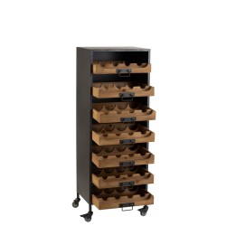 Armoire à bouteilles en Bois et métal Noir et Naturel 43,5x35x120cm