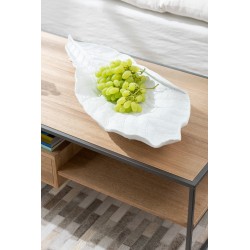 PLAT FEUILLE RESINE BLANC LARGE