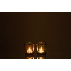 Set de 2 photophores coniques en verre cuivre - Azur 8.5x8.5x8 cm