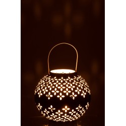 Farol bola perforada de hierro negro 20x20x20cm