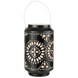 Lanterne haute perforée avec anse en fer noir 17x17x43cm