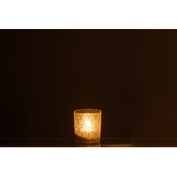Photophore en verre vert 7x7x8 cm