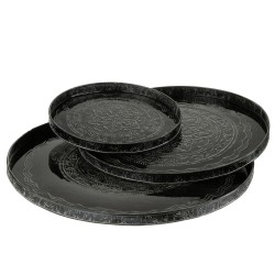 Plato redondo con bordes de metal negro de 50 cm de diámetro