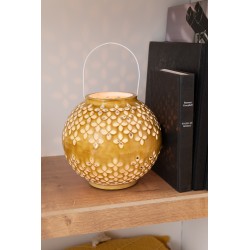 Lanterna a sfera forata in ferro ocra 20x20x20cm