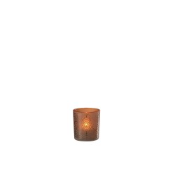 Photophore en verre orange 7.5x7.5x8 cm
