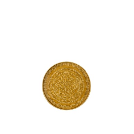 Plateau rond avec bords en métal ocre D35cm