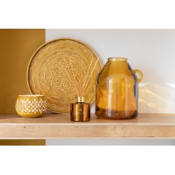 Plateau rond avec bords en métal ocre D35cm