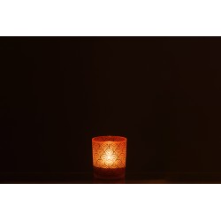 Photophore en verre orange 7.5x7.5x8 cm