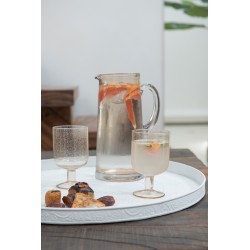 Plateau rond avec bords en métal blanc D35cm