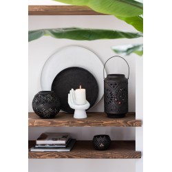 Plateau rond avec bords en métal blanc D35cm