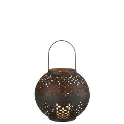Lanterna a sfera forata in ferro nero 20x20x20cm