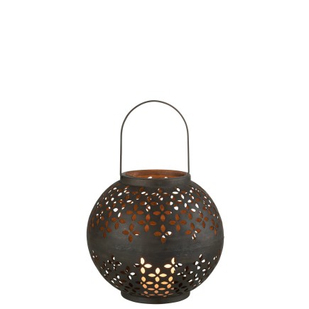 Lanterna a sfera forata in ferro nero 20x20x20cm