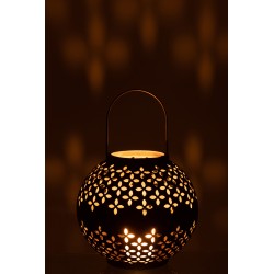 Lanterne boule perforée en fer noir 20x20x20cm