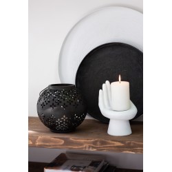 Lanterne boule perforée en fer noir 20x20x20cm