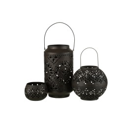 Lanterna alta in ferro nero perforato 17x17x30cm