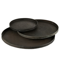 Plateau rond avec bords en métal noir D50cm