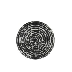 Plateau rond avec bords en métal noir et blanc D51cm