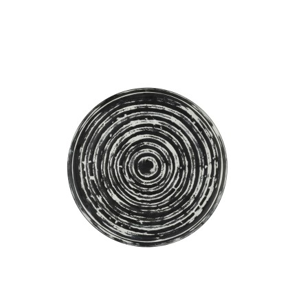 Plateau rond avec bords en métal noir et blanc D51cm